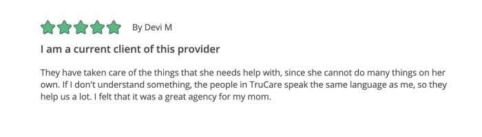 Home Care five star review